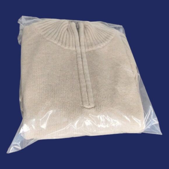 Vintage LL Bean Men's Size Large Beige Heavy Knit 1/4 Zip Pullover Warm Sweater - Picture 9 of 9